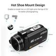 Andoer Caméra vidéo numérique professionnelle 4K Ultra HD Handheld DV Caméscope à capteur CMOS avec objectif grand angle 0,45X-2