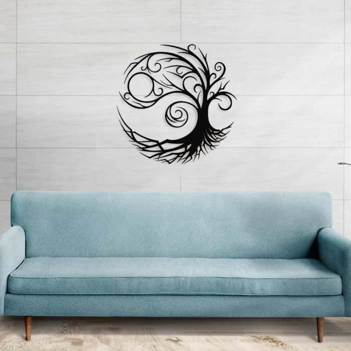 Arbre De Vie Décoration Murale Métal 30x30 Cm – Silhouette Design Moderne – Idéal Salon, Chambre Ou Cadeau