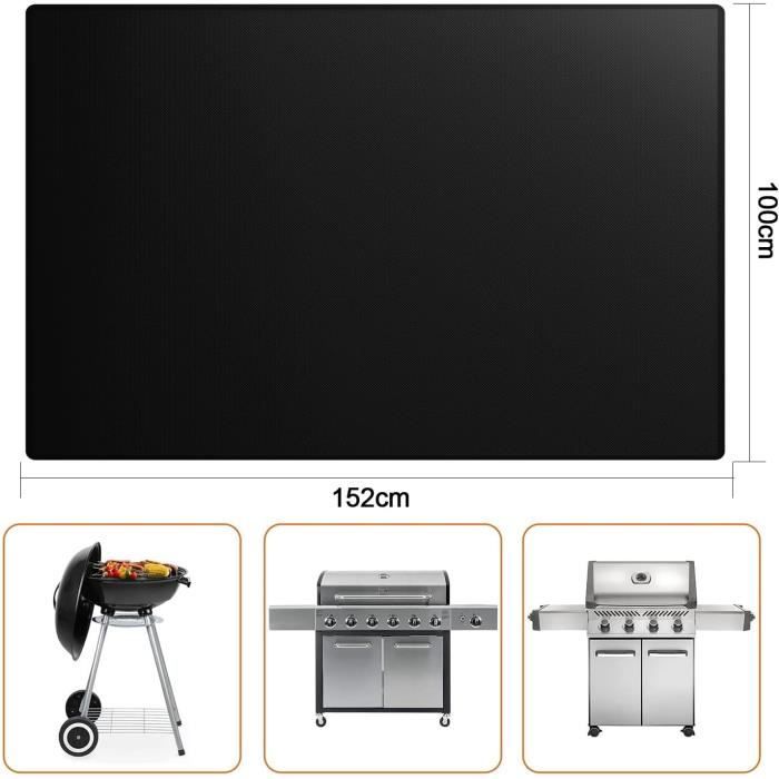 Tapis Ignifuge Pour Barbecue/Cheminée - 122x165cm, Résiste à 1093°C, Anti-Dérapant, Imperméable - Extérieur/Intérieur