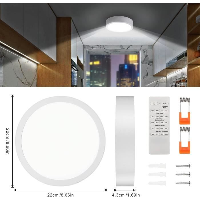 Aufun 15W Plafonnier LED avec détecteur de mouvement pour couloir, salle de  bain et chambre, blanc - Cdiscount Maison