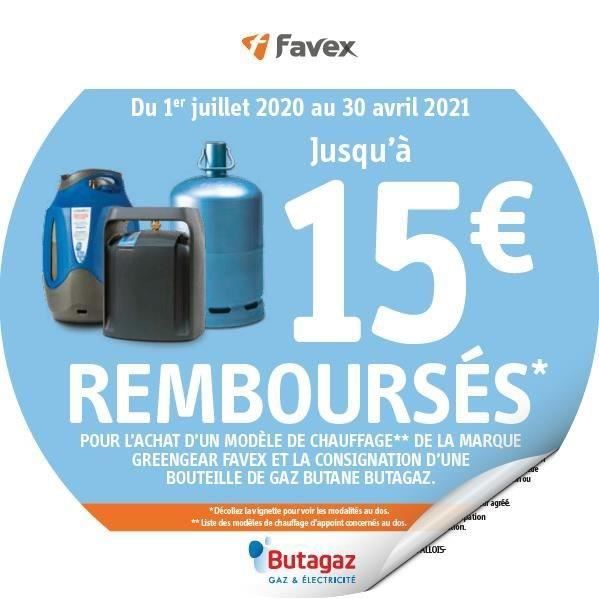15 € sur le chauffage d'appoint au gaz FAVEX