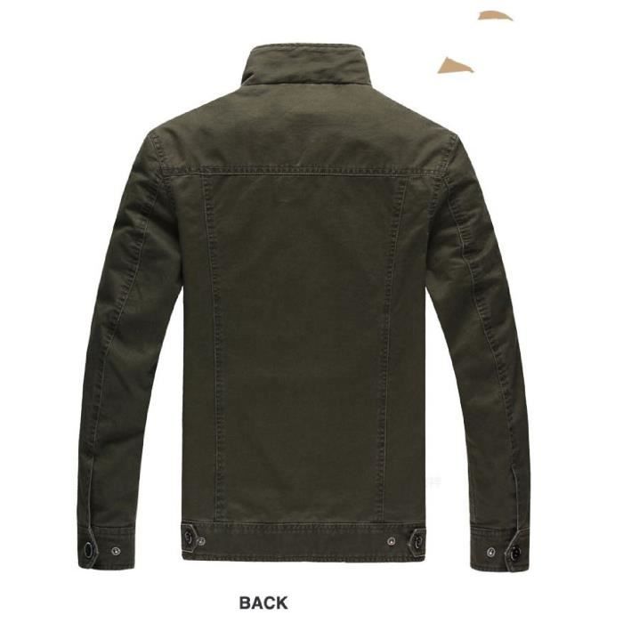 Veste Demi saison Militaire Homme Col Montant Coton Bomber Plusieurs Poches Vert XXXL Vert Cdiscount Pret a Porter