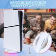 Support Vertical RGB pour PS5 Slim Disc & Digital - Accessoire avec Ventilateur et 14 Modes de Lumière - Blanc-3