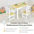 COSTWAY Ensemble de Table et Chaises pour Enfant,avec Table, 2 Chaises et Banc de Rangement 2 en 1,pour Étudier et Manger, Naturel-3