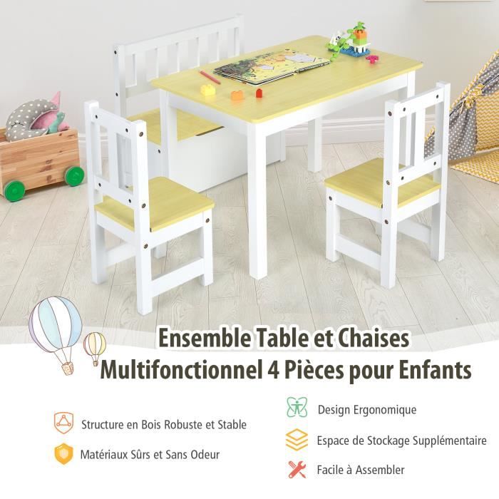 Kit évolutif table et chaises en bois pour enfants - Le Mini Curieux –  Rabot D. Bois