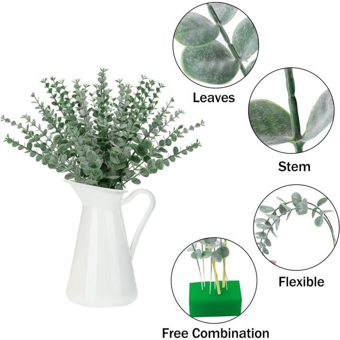 10 Rami Di Eucalyptus Artificiali, 28 Cm, Finti Fiori Verdi In Plastica, Per Decorazione Casa, Giardino, Matrimonio, Composizioni Fai Da Te - copertina