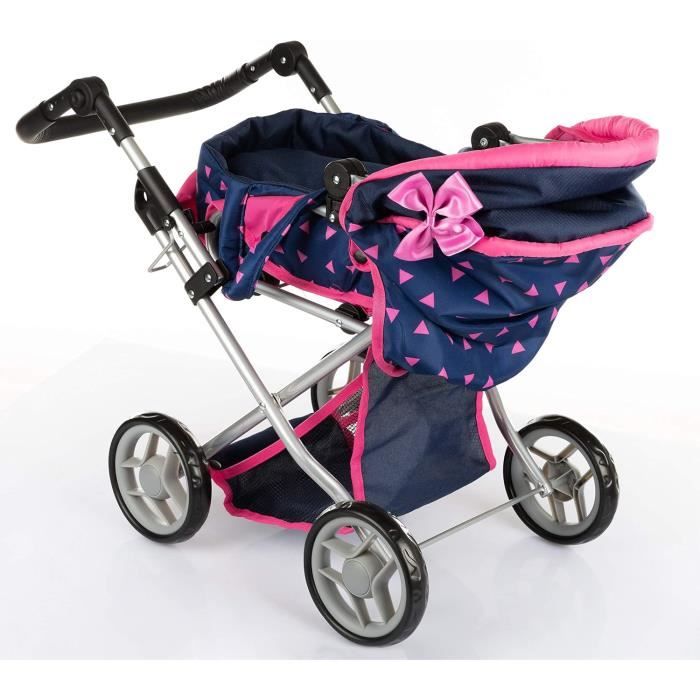 Kinderplay Poussette 3-en-1 Pour Poupée – Poignée Réglable 32-63 Cm – Cadre Léger, Roues Mousse, Housse Amovible Lavable – Compatible Poupées 40 Cm – Dès 3 Ans