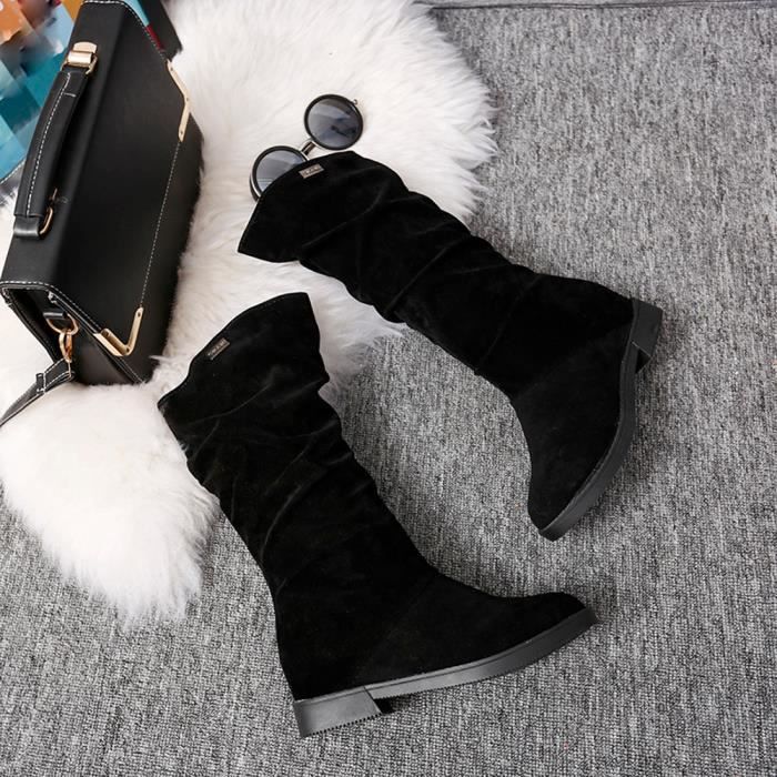 Babysbule Bottes d'Hiver pour Femmes Chaussures Grande Taille Mode Hiver Bouche Épaisse Talon et Bottines en Cachemire