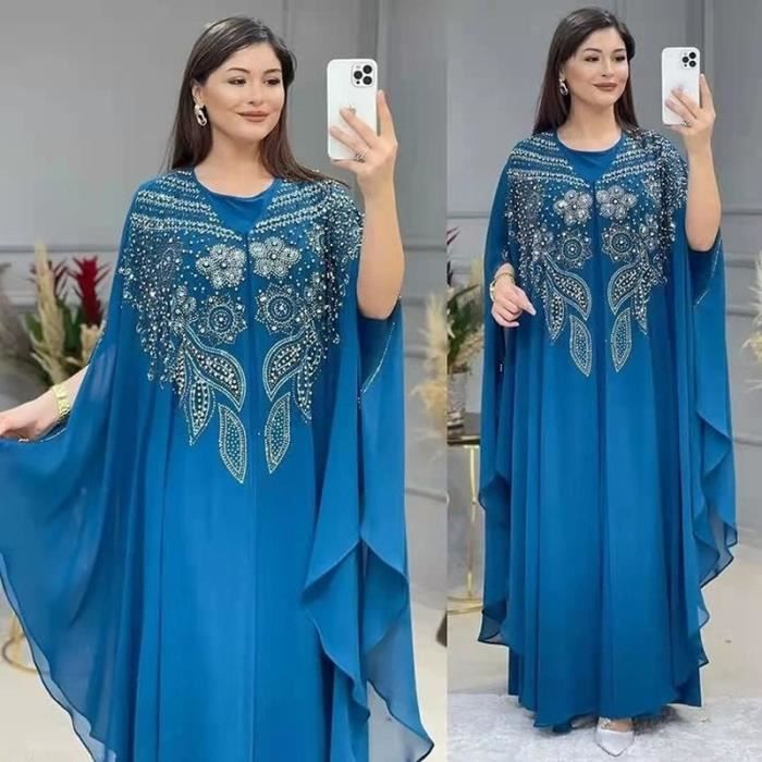 Abayas pour femmes dubai en mousseline de soie Boubou robe musulmane Caftan Marocain fete de mariage Occasions Djellaba Femme Noir Cdiscount Pret a Porter
