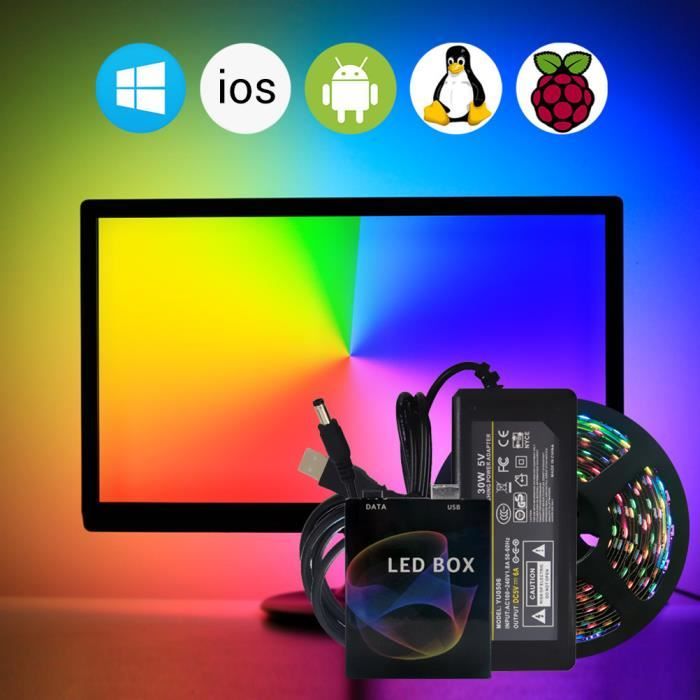 Ruban LED TV 4m, Bluetooth APP Music Sync 5V Bande LED de fond TV alimentée  par USB,Pour écran PC moniteur HDTV - Cdiscount Maison
