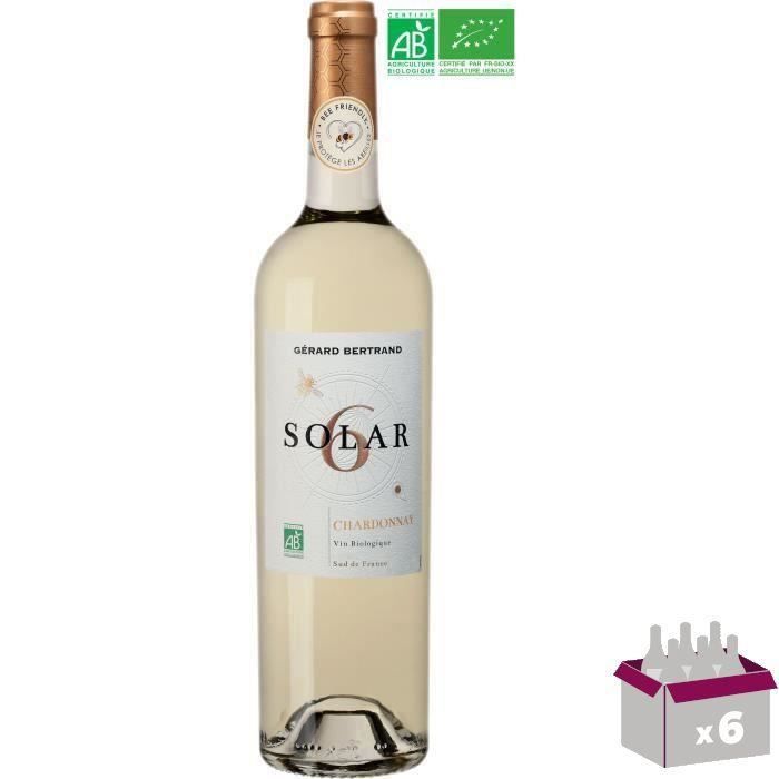 Gérard Bertrand Solar6 Chardonnay IGP Cévennes - Vin blanc du Languedoc-Roussillon - Bio x6