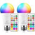 10W E27 120 Couleurs LED RGBW Ampoule Changement de Couleur Télécommande, Timing et Dimmable RGB+blanc chaud (lot de 2)-0