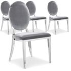 Chaises Sofia velours Argent - MENZZO - Lot de 4 - Gris - Métal - Contemporain - Design