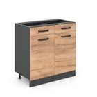 Meuble cuisine R-Line, 80cm sans PT, Chêne de force doré, Anthracite, Vicco