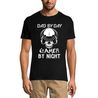 Homme Tee-Shirt Papa Le Jour Joueur La Nuit - Jeux Vidéo – Dad By Day Gamer By Night - Gaming – T-Shirt Vintage Noir