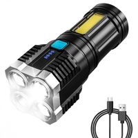 Torche Lampe de Poche LED USB Rechargeable Puissante Militaire Lampe COB Portable Zoomable Torche pour Auto Garage Atelier Camping