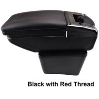 Accoudoir De Console Centrale En Cuir Noir avec couvercle glissé Spécifique pour VW Polo Vento 2010-2017(avec des coutures rouges)