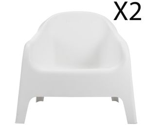 FAUTEUIL JARDIN  Lot de 2 fauteuils de jardin en Polypropylène coloris blanc - Longueur 76 x profondeur 74 x hauteur 70 cm