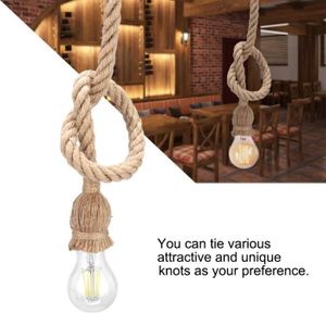 LUSTRE ET SUSPENSION Corde de chanvre fil électrique porte lampe cordon bricolage E27 ampoule suspension lumière industrielle fil éle Bon Matériel -TUN