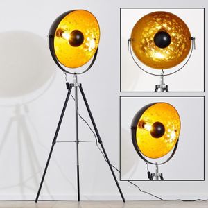 LAMPADAIRE Lampadaire Saturn XXL vintage à abat-jour métallique noir et doré