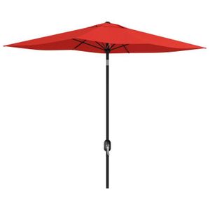 PARASOL Parasol rectangulaire inclinable de jardin avec manivelle métal polyester haute densité anti UV 50+ rouge