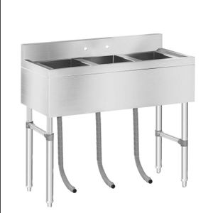 Evier Professionnel Plonge sur Pied /à Doubles Bacs /Évier Double en Acier Inoxydable pour Cuisine