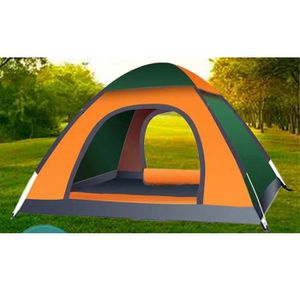 TENTE DE CAMPING SALUTUYA Tente de camping pour 2 personnes Tente de pique-nique de sport camping Porte simple 2‑3 personnes vert foncé et orange