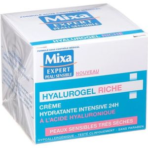DÉMAQUILLANT NETTOYANT Mixa Visage Hyalurogel Riche Crème Hydratante Intensive 24h 50ml
