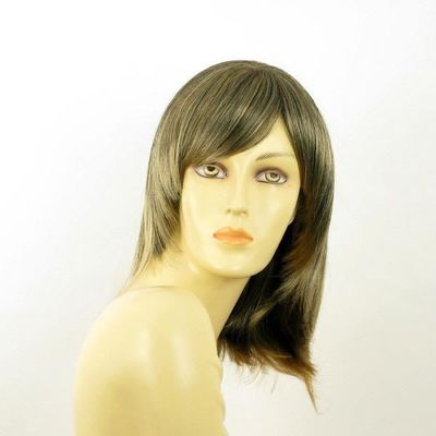 Perruque Mi-longue FANIE - Châtain Cuivré Méché Blond Clair, Synthétique