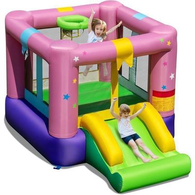 GOPLUS Château Gonflable Enfants-Toboggan/Fosse à Balles/Panier de Bas... pas cher