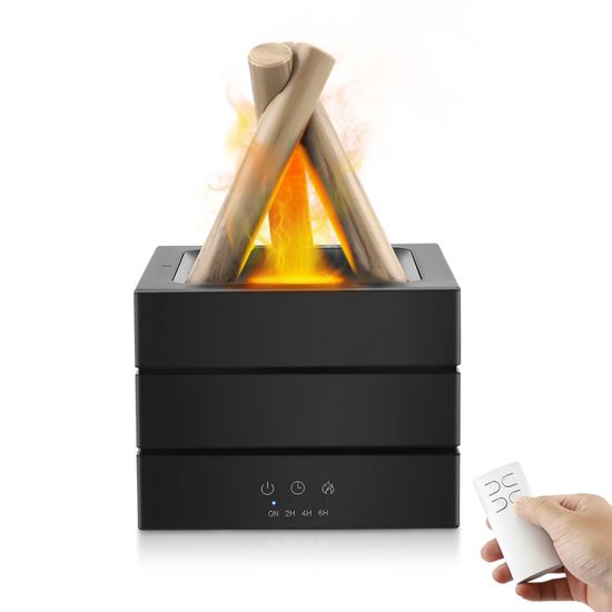Diffuseur D'arômes Huiles Essentielles Effet Flamme – Noir Art Déco