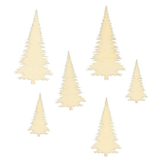 Mini Décorations Sapins De Noël En Bois Beige - Lot De 27 Pièces Pour Créations Et Déco De Table