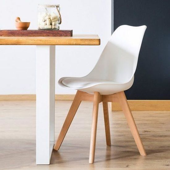 1× chaise de salle à manger design contemporain scandinave-Blanc