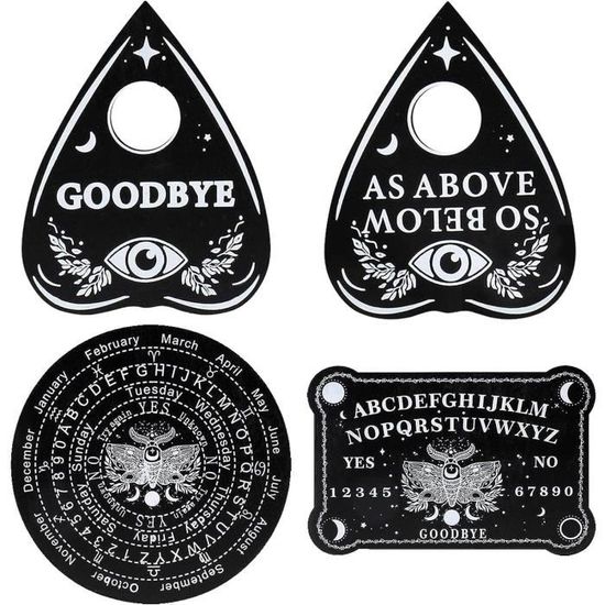 Tableau Ouija En Bois Noir Avec Planchette - Pendule En Corne De Bouc, Outil De Divination Pour Halloween Et Explorations