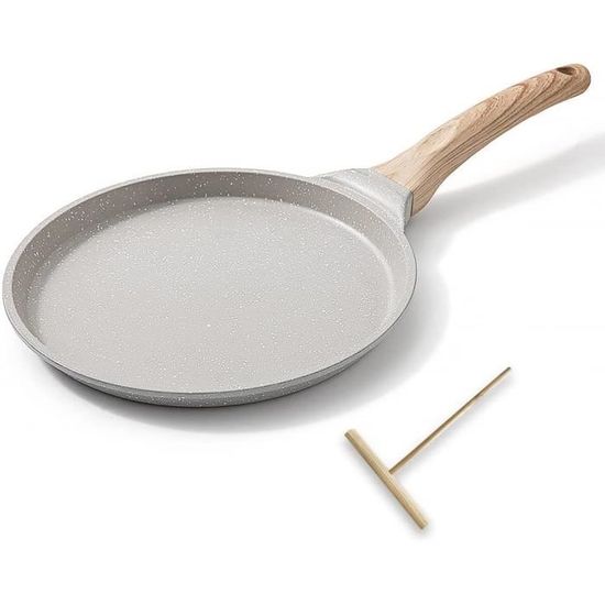 Poêle à Crêpes JEETEE 24cm Antiadhésive Induction - Béige