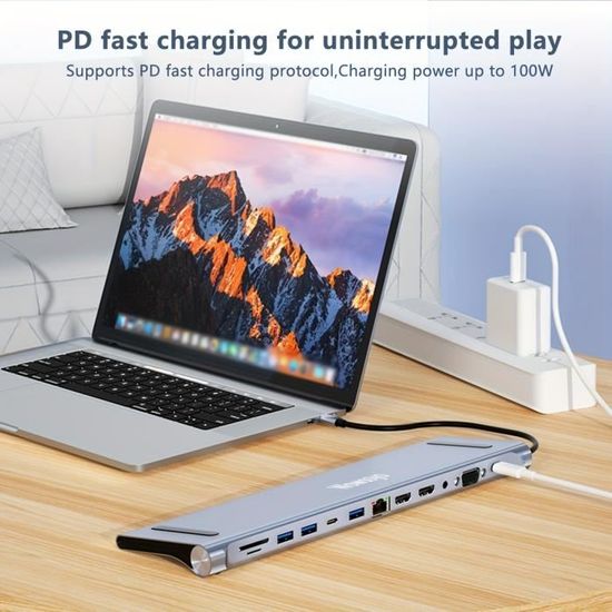 Station D'Accueil Surface Pro 12 (2025) - Hub USB-C Thunderbolt 4 (40 Gbit/s, PD 100W) + HDMI 4K + 2x USB 3.0 + Lecteur SD/TF + Audio 3.5 Mm - 13