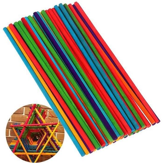 Ark - 100 Bâtonnets De Sucette En Bois - Naturels Ou Colorés - Pour Bricolage Et Loisirs Créatifs