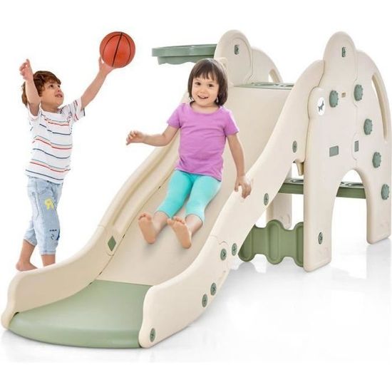 Toboggan pour Enfants, Toboggan pour Enfants 4 en 1, Balançoire avec Support de Basket, Échelle Toboggan pour Enfants, Toboggan pour Enfants 4 en 1, Balançoire avec Support de Basket, Échelle