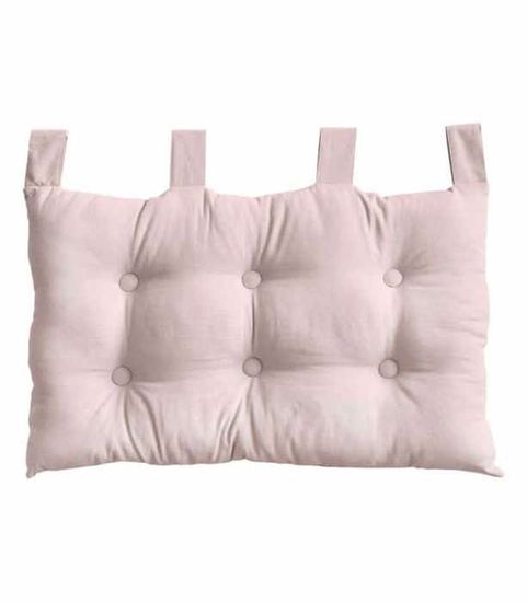 Coussin Tête de Lit en Coton et Pattes Boutonnées - HOME MAISON - Vieux rose - 70 x 45 cm