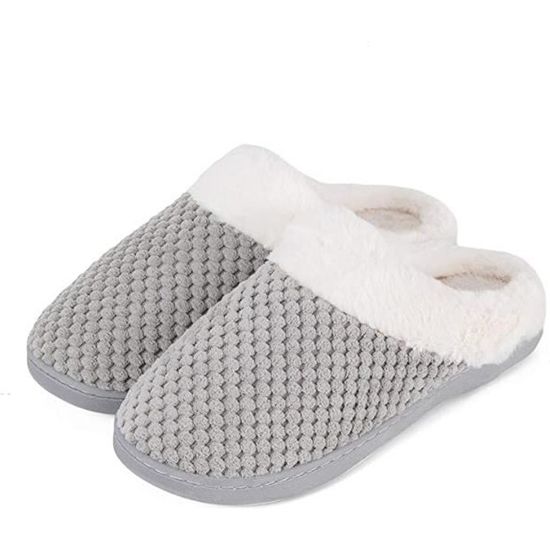 Pantoufles En Mousse à Mémoire De Forme - Pour Hommes Et Femmes - Semelles Antidérapantes - Chausson D'intérieur Chaud Et Confortable - 8