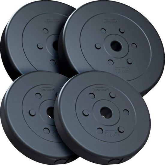 Disque De Musculation Bad Company Disques D'haltères En Plastique 30/31 Mm 2 X 1,25 Kg I Poids 1,25 Kg Par Paire I Poids Pour Haltères Longs Et Courts Poids Musculation 20 Kg