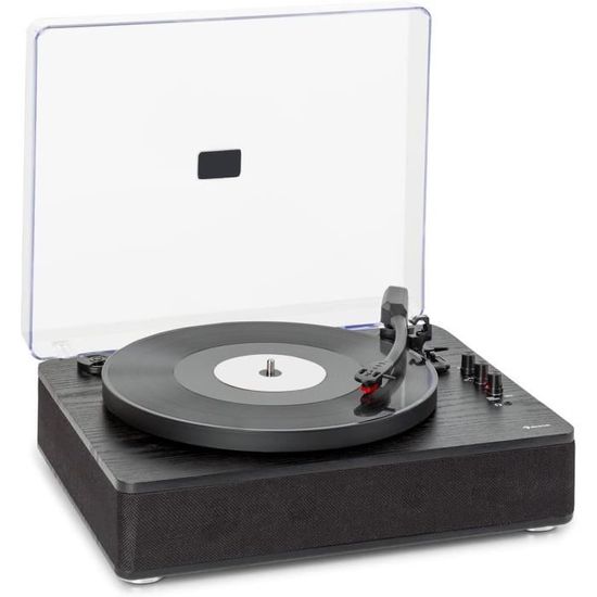Platine Vinyle Bluetooth Auna Avec Haut-Parleurs - Tourne-Disque Vintage 33/45 Tours, Connexion USB