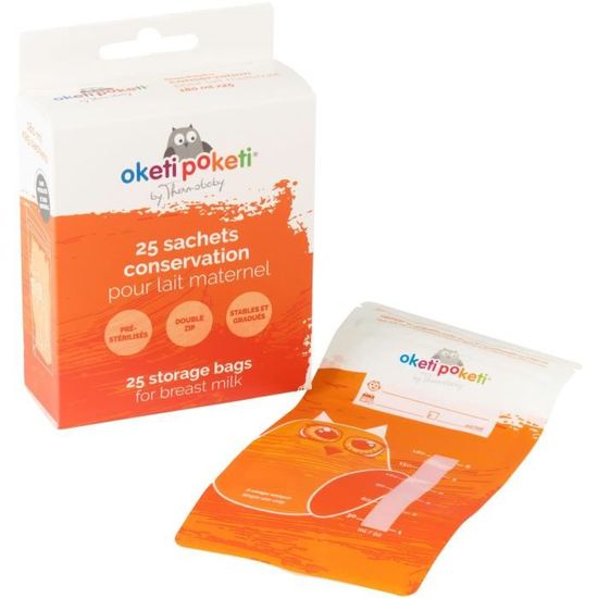 Oketi poketi 25 sachets de conservation de lait orange