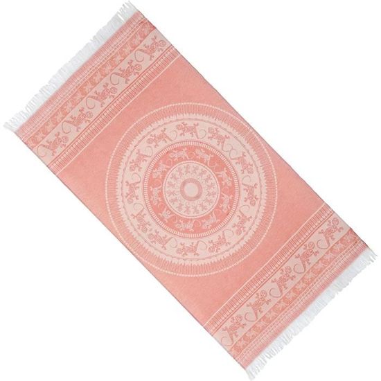 Serviette De Plage XXL 95x180 Cm - Coton Éponge - OEKO-TEX - Franges Main - Hammam & Sauna