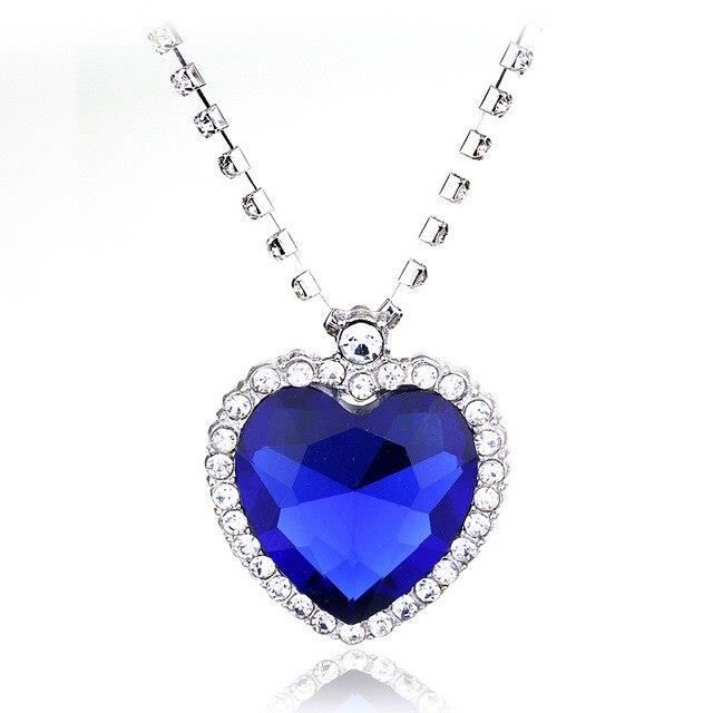 Magnifique Collier Cristal Coeur de l'Océan Baigné dans l'Or Blanc. Boite cadeau offerte. Idée cadeau Noël, Nouvel An. 2SPLENDID®