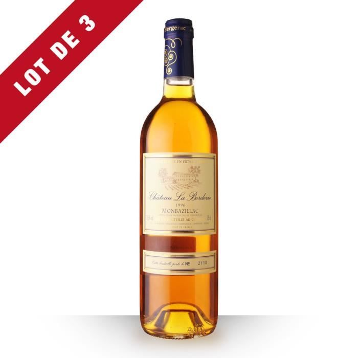 Lot de 3 - Château la Borderie 1996 AOC Monbazillac - 3x75cl - Vin Blanc