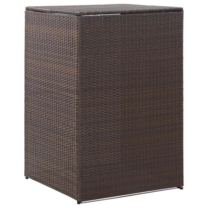 Armoire de Jardin- Abri de poubelle simple Marron Cache-conteneurs à déchets 76x78x120 cm Résine tressée