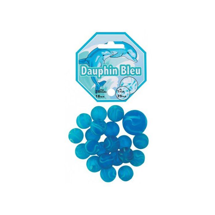 Sachet De 20 Billes De 1.6 Cm + 1 Callot de 2.5 Dauphin Bleu - Jeu De Recreation