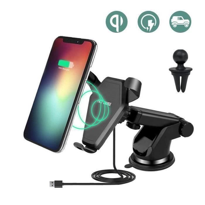 Support Chargeur Sans Fil Rapide Voiture, Qi 2 en 1 pour Samsung Galaxy ,iPhone 8- 8 Plus-X
