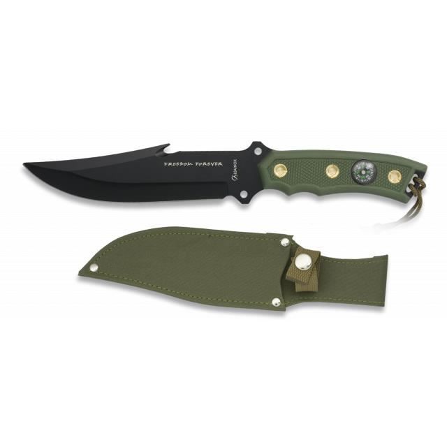 Couteau de survie Martinez Albainox Freedom Forever Mango Pvc et lame en acier inoxydable de 16 cm avec boussole et étui 31365.